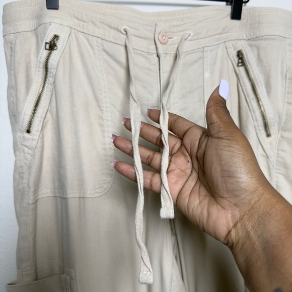 American Eagle Women Dreamy Drape Wide‎ Leg Cargo Pants XL Beige Baggy - Picture 4 of 11